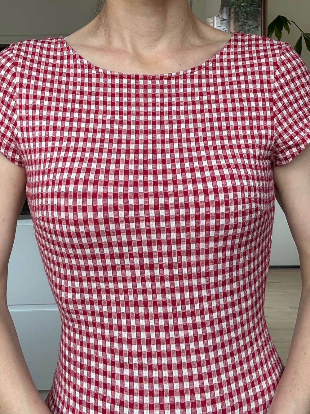 Red Gingham Tie-Back Bodysuit
